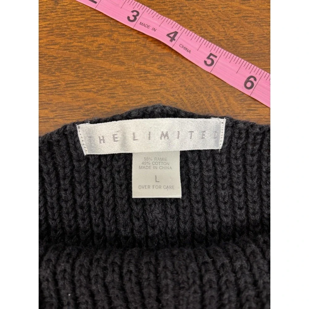 VTG The Limited Sweater Womens Large Black Chunky‎ Knit Boatneck Pullover Casual